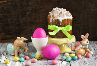 Картинка праздничные пасха фигурки кулич крашенки