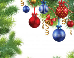 Картинка праздничные векторная+графика+ новый+год ветки шары праздник