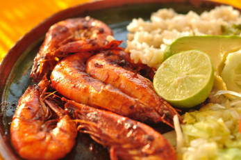 Картинка еда рыбные+блюда +с+морепродуктами лайм креветки