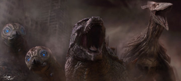 Картинка фэнтези существа монстры ужас пасть art ночь mothras хищники