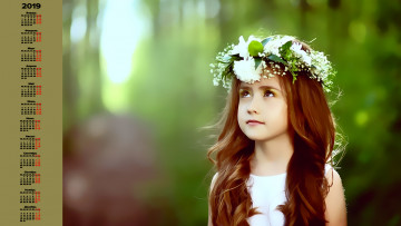 Картинка календари компьютерный+дизайн девочка взгляд венок