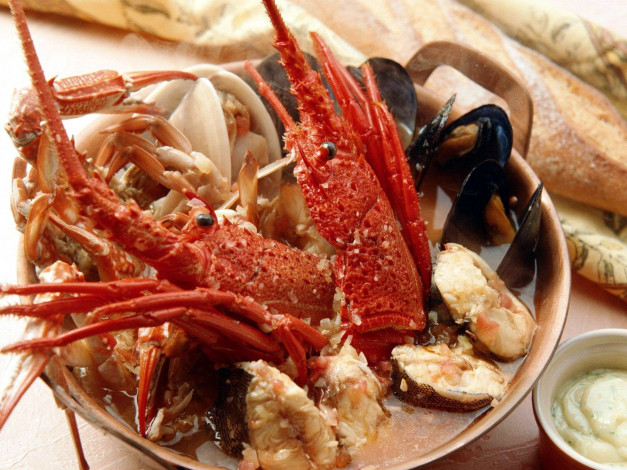 Обои картинки фото еда, рыбные блюда,  с морепродуктами, лобстер