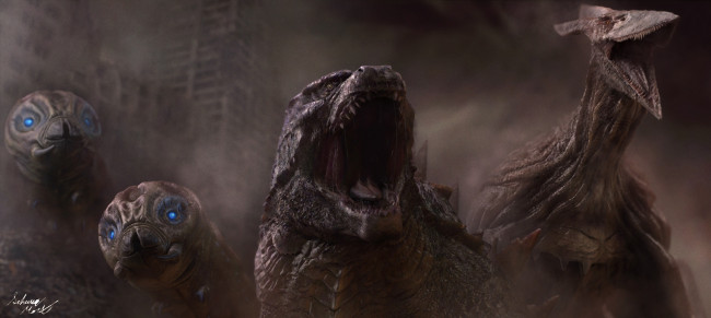 Обои картинки фото фэнтези, существа, монстры, ужас, пасть, art, ночь, mothras, хищники