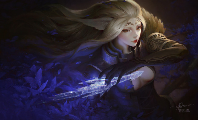 Обои картинки фото фэнтези, девушки, взгляд, девушка, магия, лед, арт