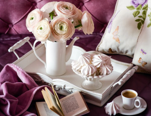 Картинка еда натюрморт кофе зефир букет