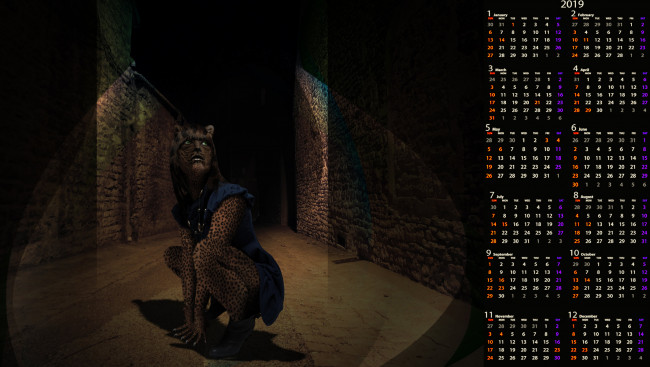 Обои картинки фото календари, 3д-графика, стена, существо