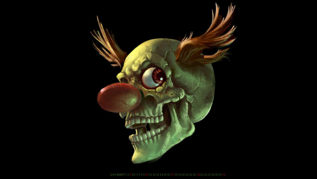 Обои картинки фото календари, фэнтези, клоун, голова