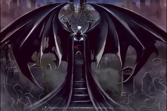 обоя календари, фэнтези, кладбище, существо, крылья, calendar, 2020