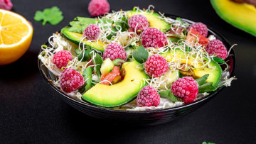 Картинка еда фрукты +ягоды авокадо малина