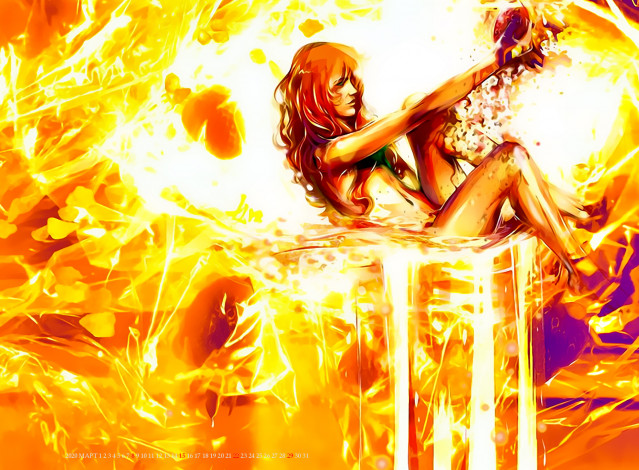 Обои картинки фото календари, рисованные,  векторная графика, девушка, фон, оранжевый, желтый, calendar, 2020