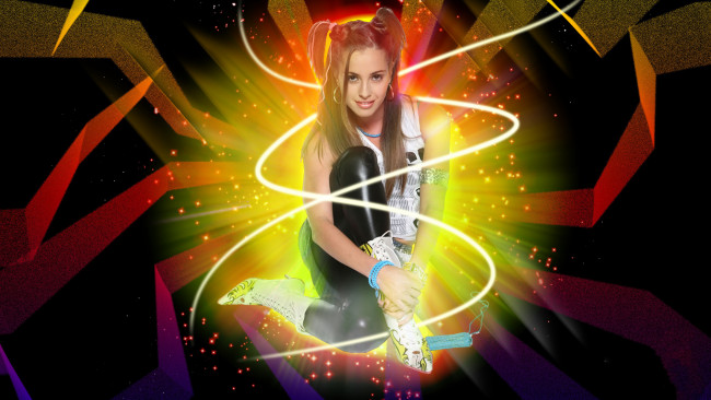 Обои картинки фото разное, компьютерный дизайн, девушка, фон, взгляд, улыбка