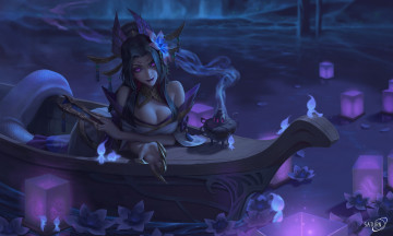 Картинка видео+игры league+of+legends курительница лодка дым фонарики cassiopeia
