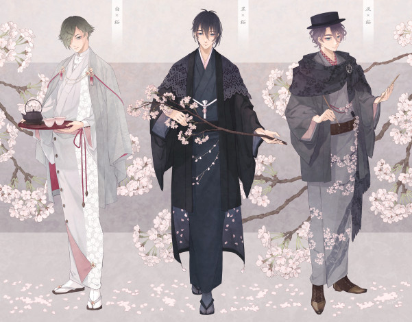 Обои картинки фото аниме, touken ranbu, танец, мечей
