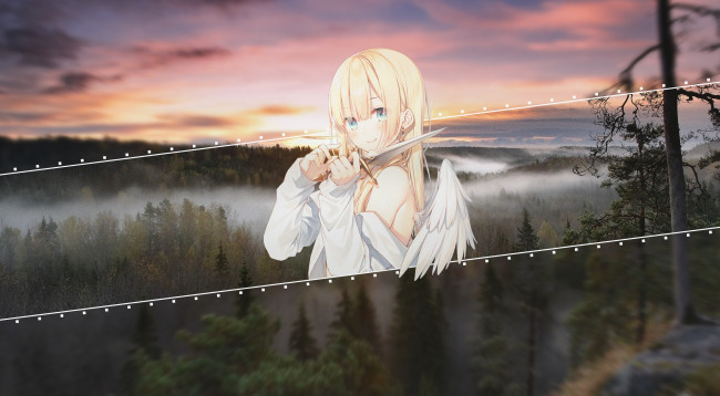 Обои картинки фото аниме, ангелы,  демоны, девушка