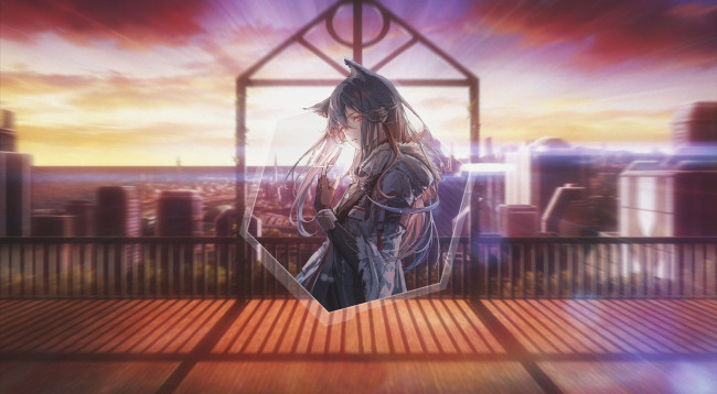 Обои картинки фото аниме, животные,  существа, девушка