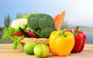 обоя еда, овощи, брокколи, морковь, перец, капуста