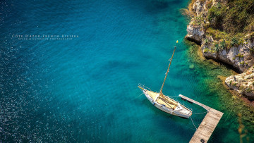 Картинка cote d`azur french riviera корабли Яхты море скалы причал