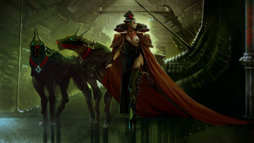 Картинка фэнтези красавицы чудовища девушка собаки