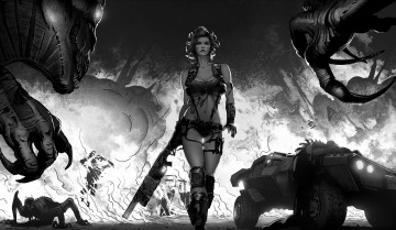 Картинка фэнтези красавицы чудовища существа оружие монстры девушка