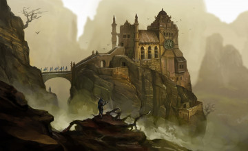 Картинка фэнтези замки горы скалы