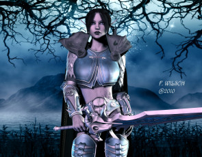 Картинка 3д графика elves эльфы эльфийка меч