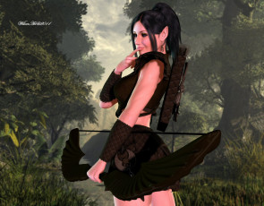 Картинка 3д графика elves эльфы лук эльфийка