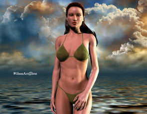 Картинка 3д графика people люди девушка море