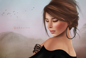 Картинка 3д графика portraits портрет волосы девушка