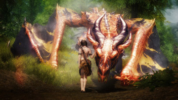 Картинка фэнтези красавицы чудовища девушка воительница дракон