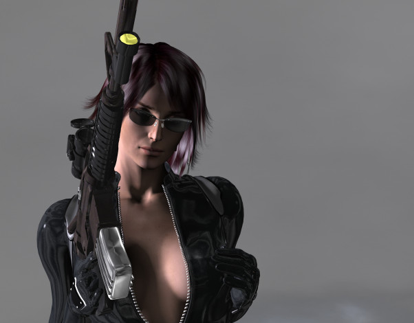 Обои картинки фото 3д, графика, people, люди, девушка, автомат