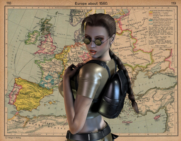 Обои картинки фото 3д, графика, people, люди, девушка, карта