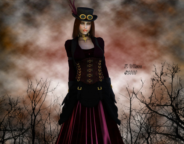 Обои картинки фото 3д, графика, people, люди, девушка, шляпа