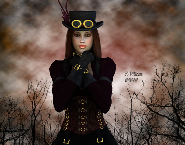 Обои картинки фото 3д, графика, people, люди, девушка, шляпа