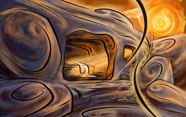 Обои картинки фото векторная, графика, пещера, воскресение