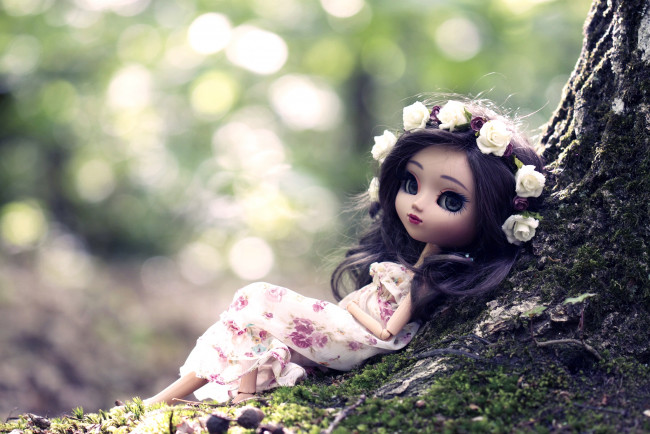 Обои картинки фото разное, игрушки, кукла, венок