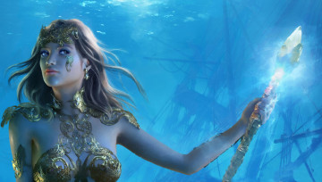 обоя фэнтези, русалки, посох