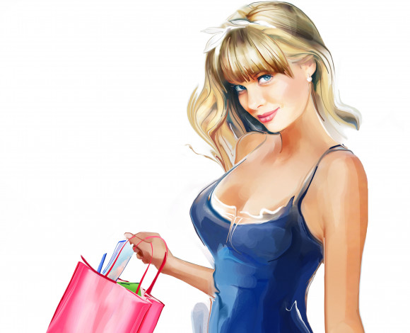 Обои картинки фото рисованные, люди, улыбка, взгляд, девушка