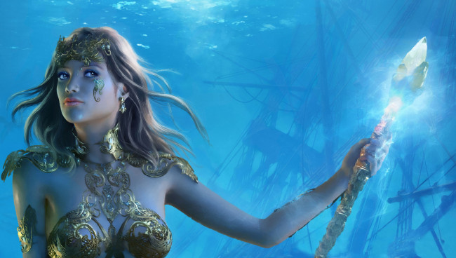 Обои картинки фото фэнтези, русалки, посох