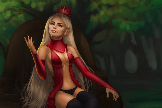 Обои картинки фото фэнтези, эльфы, эльф, лес, кресло, девушка