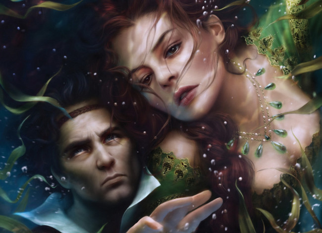 Обои картинки фото фэнтези, люди, роберт, джордан, nynaeve, al'meara, найнив, ал'мира, корона, мечей, вода, ал'лан, мандрагоран, aes, sedai, айз, седай, the, wheel, of, time, колесо, времени, robert, jordan, пузырьки, колье, мужчина, девушка