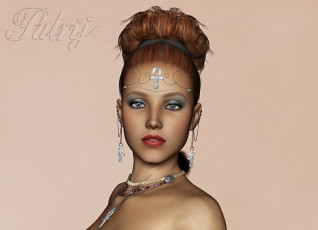 Картинка 3д+графика портрет+ portraits взгляд девушка фон