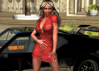 Картинка автомобили 3d+car&girl автомобиль фон взгляд девушка