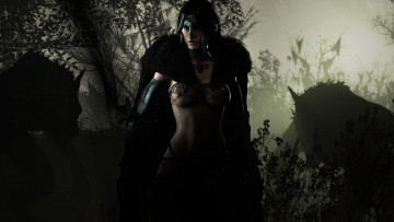 Картинка 3д+графика амазонки+ amazon девушка лошади лес взгляд фон