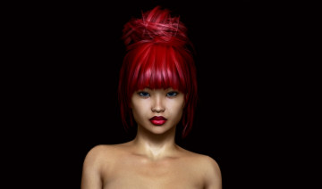 Картинка 3д+графика портрет+ portraits девушка взгляд фон рыжая