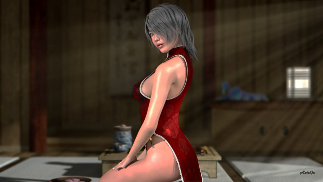 Обои картинки фото 3д графика, люди , people, фон, взгляд, девушка