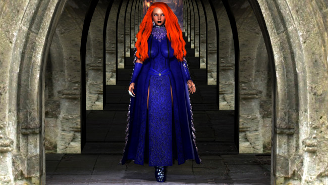 Обои картинки фото 3д графика, люди , people, фон, взгляд, девушка, рыжая