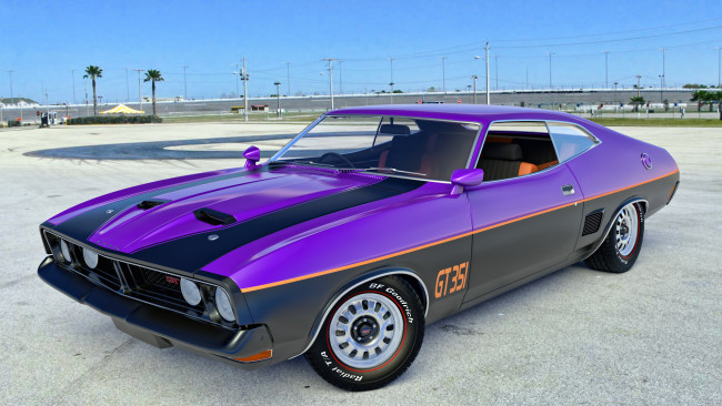 Обои картинки фото автомобили, 3д, ford, 1973г