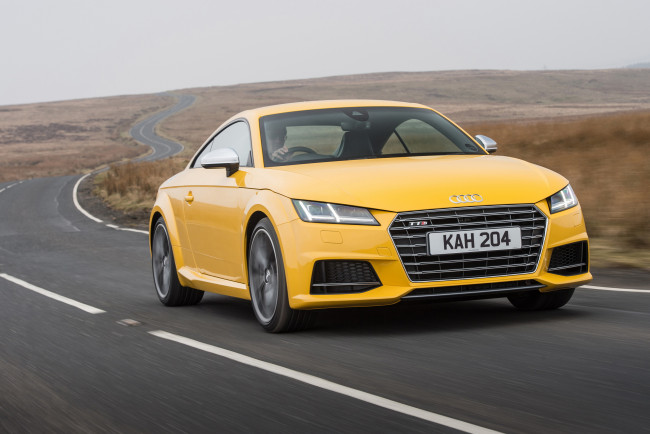 Обои картинки фото автомобили, audi, tts, желтый, 2015г, coupе, uk-spec, 8s