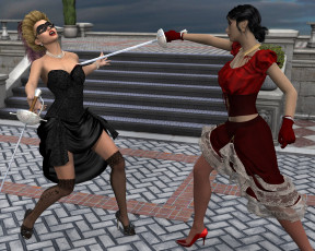 Картинка 3д+графика фантазия+ fantasy оружие фон взгляд девушки