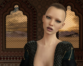 Картинка 3д+графика портрет+ portraits фон взгляд девушка